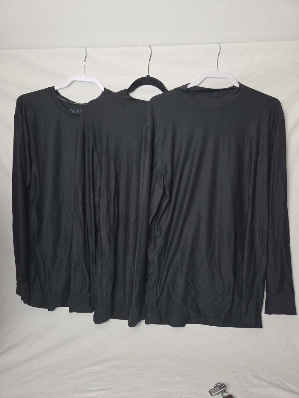 Lot 3 Duluth Trading Shirt Mens L Black Go Buck Naked Base Layer Mesh Stretch